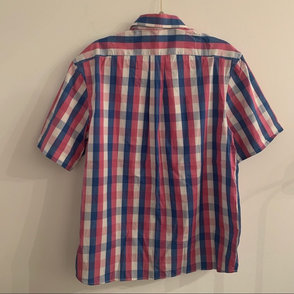 NWT La Martina Pima Cotton Pink and Blue Checkered Casual Button Down - Picture 4 of 5